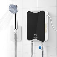 5500 W Elektrische Warmwasserbereiter 230 V, 30–55 °C Mini Durchlauferhitzer mit LED-Temperaturanzeige, IPX4 Wasserdichter, Elektrischer Durchlauferhitzer für Dusche, Badezimmer, Küche (RYF-002)