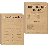 20PCS Who Knows The Birthday Boy Best Theme Birthday Party Game Cards-3-In-1 Minimalist Brown Birthday Party...