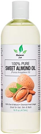 Sweet Almond Oil- Moisturizing Oil with Super Triple A Grade Quality, 100% Pure and Natural for Skin Moisturizing, Wrinkles, Massage, Anti-Aging (16oz)