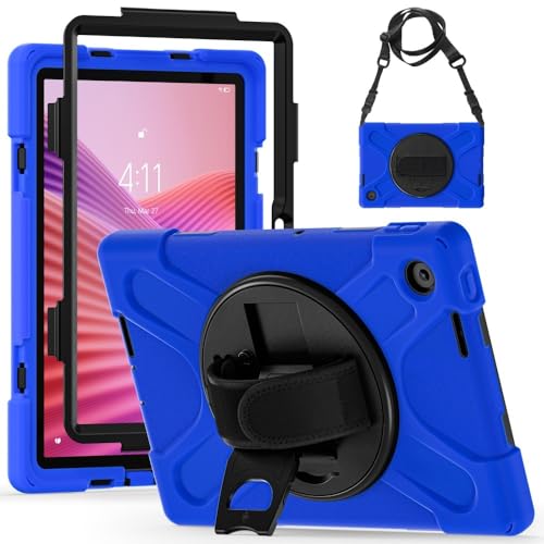 Étui Lenovo Tab K11 Gen 2 2025 antichoc bleu avec sangle rotative 360