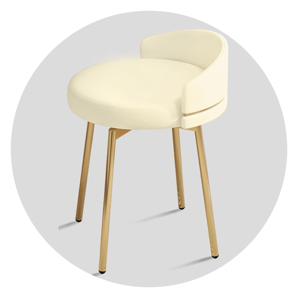 Moderno sgabello rotondo girevole per trucco per camera da letto e toeletta beige sedia manicure 38 x 38 x 53 cm