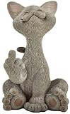 Catitude Whimsical Cat Raising Middle Finger Figurine - Hilarious Get Ready for Laughs - Stress Relief - Gifts for Cat Lovers,