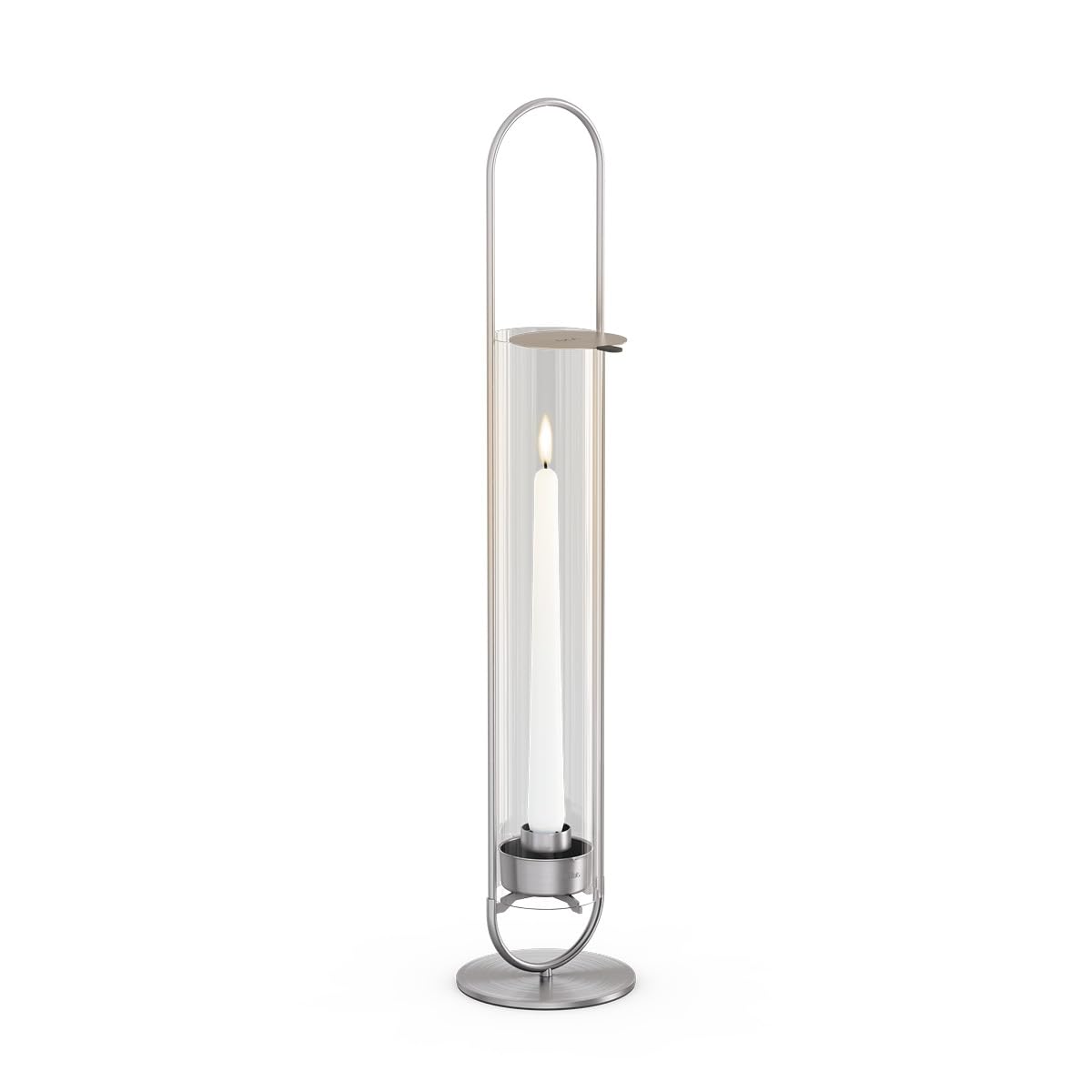 Bougeoir à poser ou à suspendre höfats Oval Candle 55 cm argent