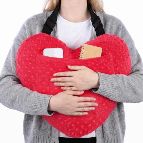 Geelin Open Heart Surgery Pillow for Heart Surgery Recovery Gifts After Bypass Coughing with Pocket Must Have for Chest Surgeries Recovery Seatbelt Pillow Post-Surgery Shock Absorbing Chest(Red)