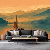 Genérico pequeño barco sobre el Yangtze foto papel pintado 200 x 140 cm no tejido de pared, estilo chino panorámico, póster de pared para decoración de apartamentos