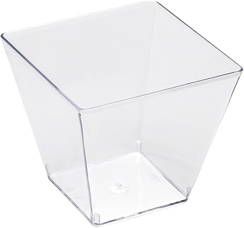 Miniatura 2 de Restaurantware Taza Kova pequeña cuadrada de plástico transparente de 4 oz - 2 14" x 2 14" x 2" - Caja de 100 unidades