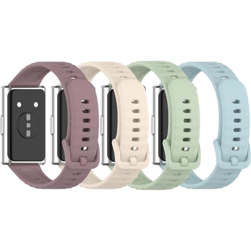 Chofit Compatible with Huawei Band 11 Pro Strap,Soft Silicone Wristband Smartwatch Accessories Quick Release Adjustable Replacement Watch Sport Strap (4PACKSA)