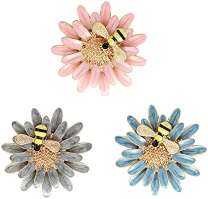 PartyKindom 3pcs Honey Bee On Daisy Flower Brooch Pin Delicated Enamel Jewelry for Women for Home/Wall/Room Decor