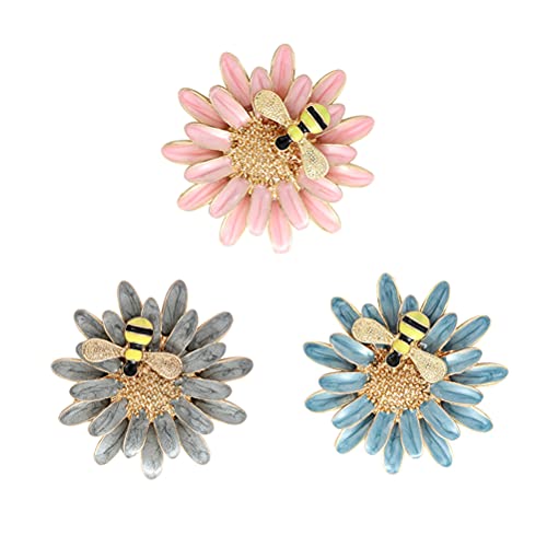 Partykindom 3Pcs Honey Bee On Daisy Flower Brooch Pin Delicated Enamel Jewelry For Women For Home/Wall/Room Decor #TOP6
