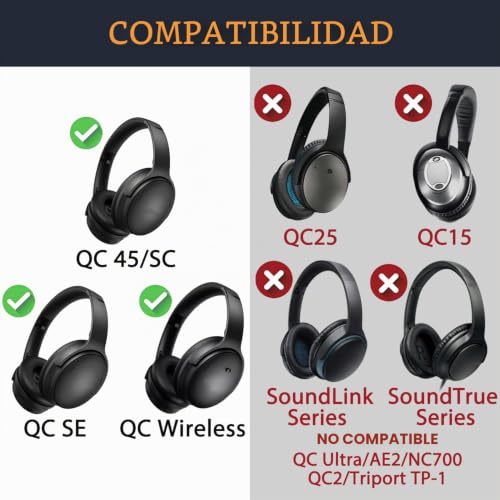 Almohadillas Bose QC45 solución desgaste con diadema y protector silicona 2