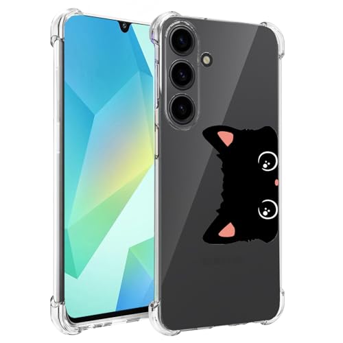 Ftonglogy for Samsung Galaxy A16 5G/4G Case: Clear Cute Flowers Floral Design for Girls Women Slim Soft TPU Bumper Shockproof Silicone Cell Phone Cover (Fun Cat Ear)