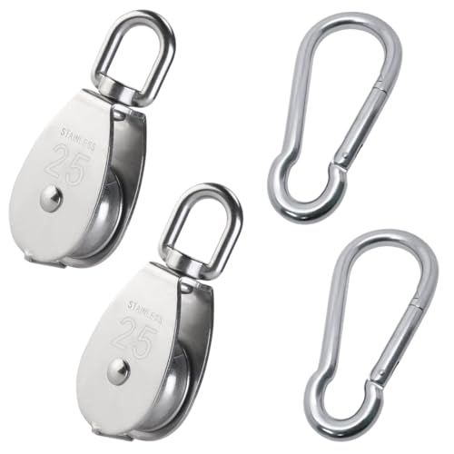 GGUFAY 2 Carrucole M25, 2 Fregole a Molle in Acciaio