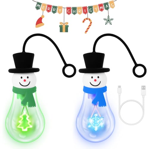 Xanqinluma Christmas Bulb Light Christmas Night Light Hanging Edison Style Bulb Light USB Powered 8Hrs Play Fun Decorative for Indoor Outdoor Home Party Gift（Blue+Green）