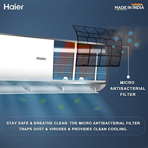 Image of Haier 1 Ton 3 Star Fixed Speed Split AC (Copper, Antibacterial Filter, HSU13T-TQS3BE-FS, White)