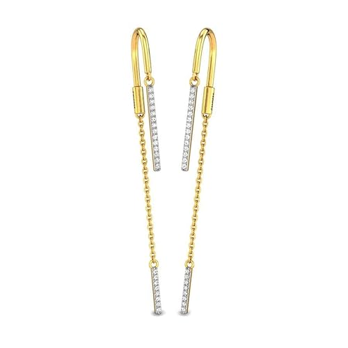 CANDERE – A KALYAN JEWELLERS COMPANY 18K BIS Hallmark Pure Yellow Gold and certified SIIJ Real Diamond sui dhaga Earring for Womens with Thread closure
