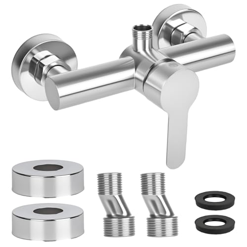 YYTECH Grifo de ducha monomando, grifo mezclador para ducha montaje en pared, grifo de ducha de pared para baño, grifo de bañera de acero inoxidable 304, G ½ salida de agua hacia arriba