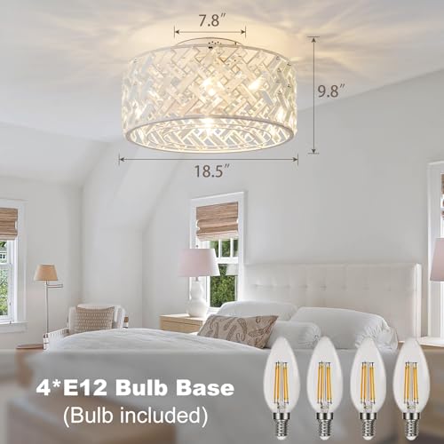 Image of 18 Inch Caged Ceiling Fan with Lights, Low Profile Crystal Fandelier