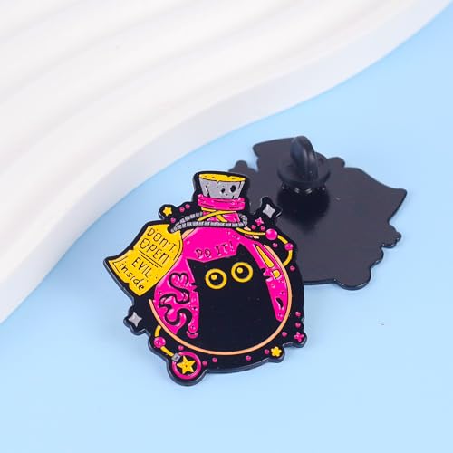 Don't Open Evil Inside Black Cat Potion Bottle Pin Brooch, Dark Magic Enamel Pin, Gift For Black Cat Mom Mama Witchy Friend, Mystic Feline Lover Lapel Badge, Spooky Halloween Vibes Decorative Jewelry Accessories4