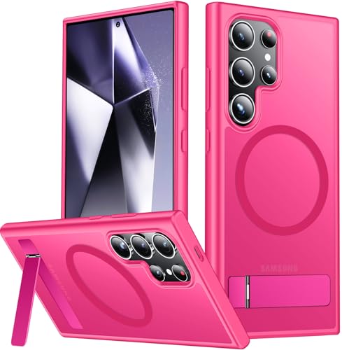 Image of SPIDERCASE Magnetic for Samsung Galaxy S24 Ultra Case, [3 Stand Ways][ Military Grade Drop Protection] with Invisible Stand Shockproof Slim Case for S24 Ultra 5G,Rose Red
