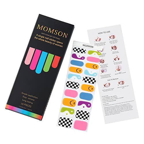 Momson Semi Cured Gel Nail Strips - 20 Real Gel Nail Polish Stickers/Full Nail Wraps - Art Manicure Kits For Diy At Home, Salon-Quality, Easy To Apply & Remove (Rainbow Unicorn) #TOP4