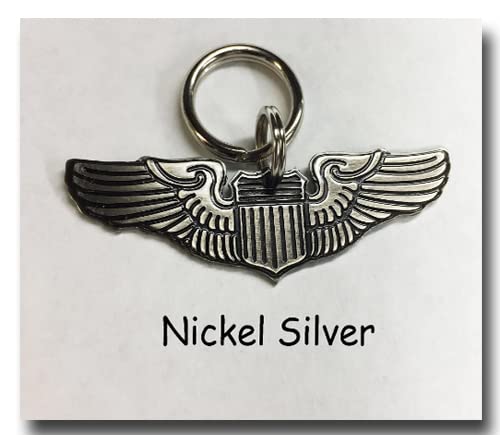 Air Force Pilot Wings Pet ID Tag-Unique Custom Aviator Pilot Wings Personalized Dog Collar Tag-Fighter Pilot Badge (2.50", Brass)