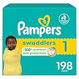 Pampers Swaddlers Diapers, Size 1, Absorbent, Keeps Baby Dry and Comfortable, Skin Safe Disposable Baby Diaper, 1 Pack (Count of 198)