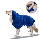 albornoz para perros doggydolly DISEÑO ÚNICO: Fácil de poner / quitar. Capucha no restrictiva. Viene con una correa ajustable y un abrigo / toalla para secarse la pata de regalo.