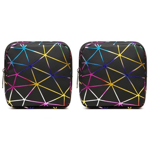 TUOJINRUIDA 2 bolsas de almacenamiento para compresas sanitarias con patrones geométricos, bolsas de almacenamiento portátiles de poliuretano para mujeres, ideales para adolescentes, mujeres y mujeres TUOJINRUIDA 2 bolsas de almacenamiento para compresas sanitarias con patrones geométricos, bolsas de almacenamiento portátiles de poliuretano para mujeres, ideales para adolescentes, mujeres y mujeres