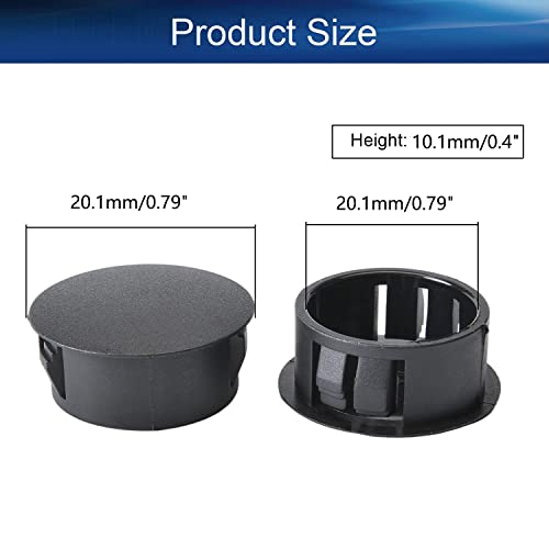 Image of Heyiarbeit 40pcs Hole Plugs 4 /5 inch / 20mm Nylon Plastic Round Snap in Type Locking Hole Tube Furniture Fencing Post Pipe Insert End Caps Black Tone