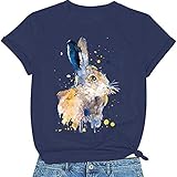 Ostern T-Shirts Damen Sommer Blusen Tops Kurzarm Langarm Tuniken Langarmshirts Hemd Beste Freunde Pullover für Frauen mit Osterei Osterhase Motiv Frühjahr Herbst Lässige schöne Kaninchen Druck Tops