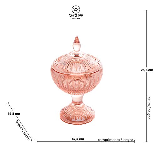 Potiche Decorativo de Cristal com Pé Queen Rosa 14cm x 22cm - Wolff
