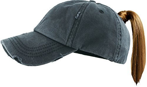 Image of Funky Junque Womens Baseball Cap Dad Hat Ponytail Messy Bun Trucker Ponycap