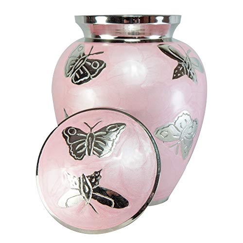 Custom Engraved Pink Butterfly Medium Cremation Urn #TOP4
