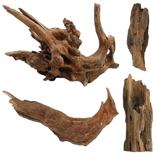 LTHERMELK bois flotté, lot de 4 racines de 8 à 15 cm