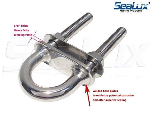 Sealux Marine 3/8" Stock Fixed Welding Plate Bow Eye Stern Eye U-Bolt 4-1/2" Length With 3" Stud Length #TOP5