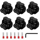 Joinfworld 2 Port Insulated Multi Tap Connector 1/0-14 AWG Aluminum to Copper Wire Connectors Single Side Entry Black Electrical Cable Connectors with Slotted Allen Hex - 6 Pack