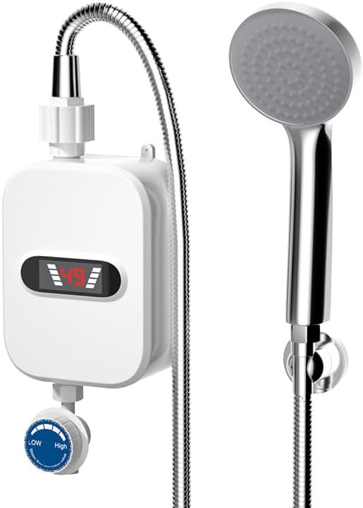 3000W 110V Electric Tankless Hot Water Heater for Shower with LCD Display and Over Temperature Protection - Ideal for RV Camping