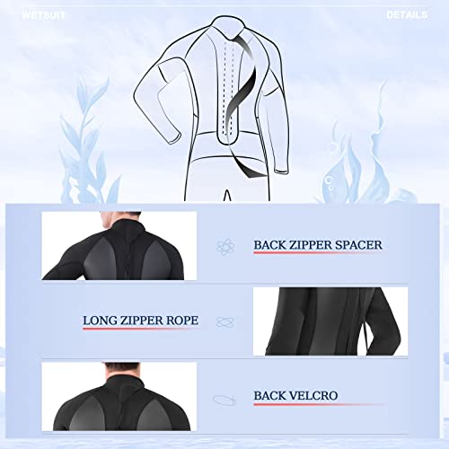Image of Women's Mens Full Wetsuit 2mm Neoprene Back Zipper Swimming Surfing Diving Snorkeling Wet Suits Cold Water Long Sleeve Thermal Swimsuit
