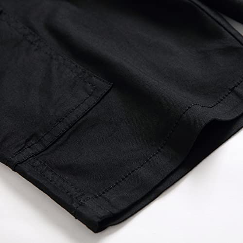 Loktarc Big Boy Cargo Shorts Elastic Waist Summer Bermuda With Contrast Drawcord Black 2 Size 150, 9-10 Years #TOP5