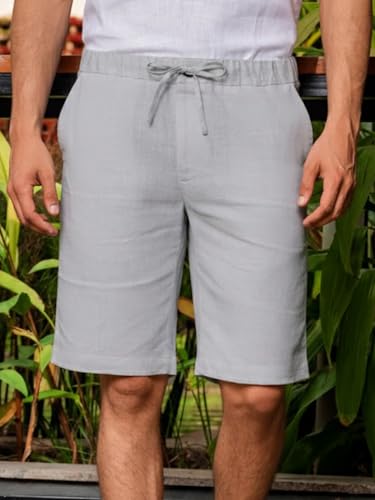 Image of Vogaan Men's Multi Color Linen Cotton Shorts | Regular Fit Casual Summer Shorts with 3 Pockets