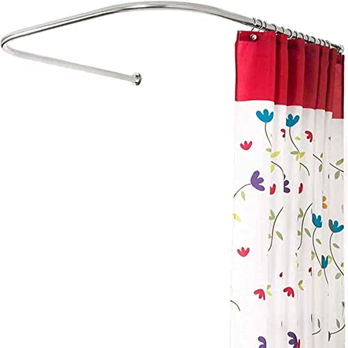 Barre incurvée pour rideau de douche en forme de U extensible pour optimiser l'espace