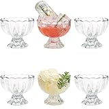 CasaVibe Vintage Glass Dessert Bowls, Ice Cream cups, 5oz Dessert cups, for Sundae, Fruit, Ice Cream, Pudding, small snacks,Condiment (6)