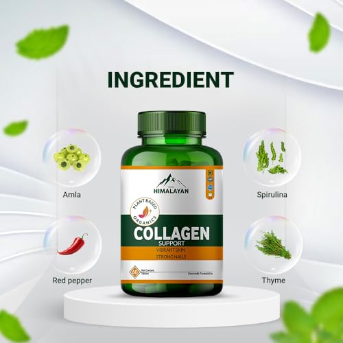 Divya Himalayan Collagen Support Supplement, 60 Tablets, Skin Health, Joint Flexibility, Hair Strength, Herbal Blend, Vitamin C, Biotin, Silica.