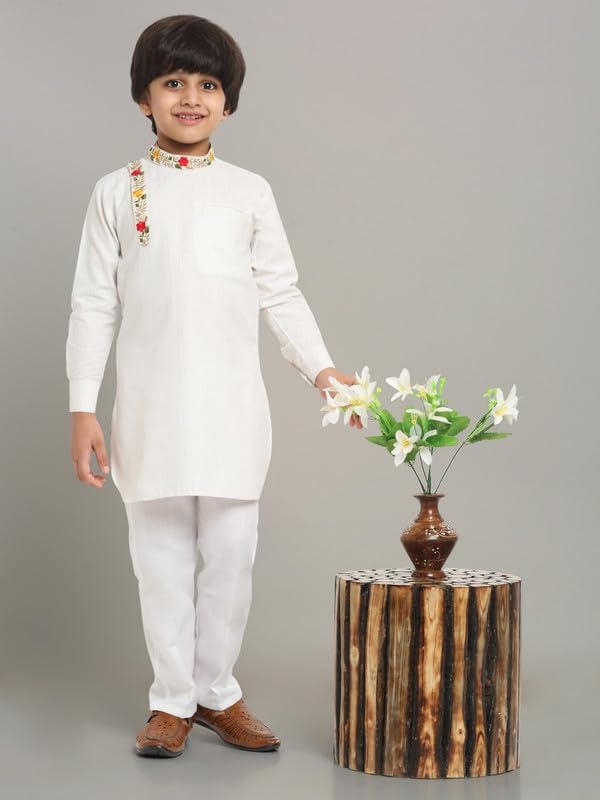 Image of Traditional Ethnic Wear Cotton Kurta Pyjama Set For Kids & Boys