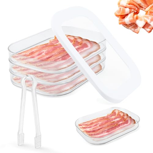 Deli Meat Container for Fridge, 3 Tier Stackable Clear Deli Meats Containers with Lid & Clip, Cold Cuts Storage Containers, Bacon Cheese Container, for Lunch Meat,Salami, Bacon, Cheese & Meal Prep