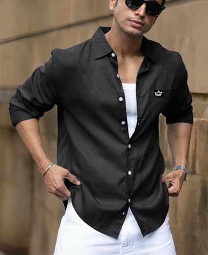 Image of IndoPrimo Men's Regular Fit Cotton Casual Shirt | Premium Solid Full Sleeve Shirt