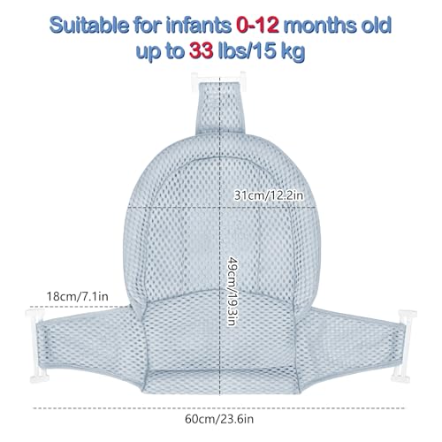 Image of Colorlife Baby Bath Seat Support Net Infant Bathing Seat Support Mat, Adjustable Comfortable Non-Slip Three-Pointed Baby Shower Net Bathtub Sit Up Mesh for Newborn 0-12 Months-Gray(No Bathtub)