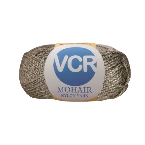 Image of VCR Mohair Nylon Taupe Brown Yarn, 100 Grams Hank, 196 Meters Length, Acrylic 75%, Mohair Nylon 25%, Pack of 1 Yarn, Soft Crosia Threads, Suitable for Winter Garments.