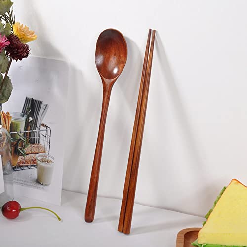 Cucharas de madera para sopa antiadherentes y palillos de teca juego de 6 3