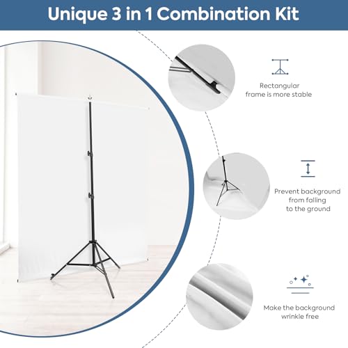 Kit de fondo blanco con soporte ajustable 2x2 m miniatura 3